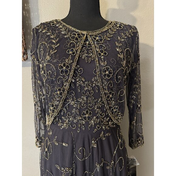 Pisarro Nights Jacket & Long Dress 8 Sequin Beaded Wedding Party Formal NEW $268 - Picture 15 of 16
